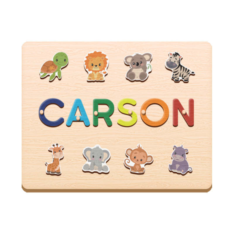 Individuell Gestaltbares Namenspuzzle Aus Holz Mit Stecknüssen, Personalisierte Tierpuzzles, Spielzeug Für Babys, Geschenk - CustWitDE