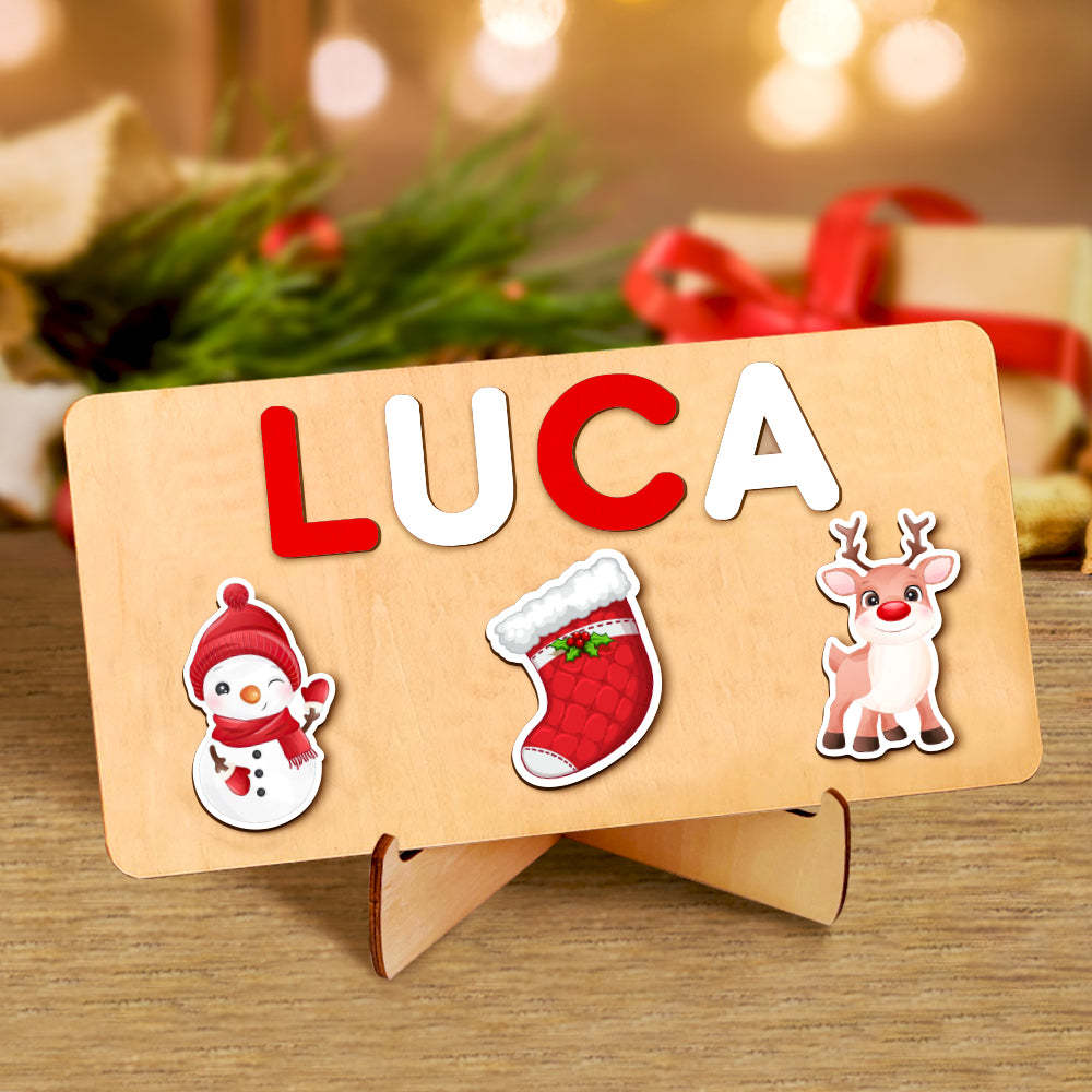 Personalisiertes Namenspuzzle Aus Holz – Ein Weihnachtliches Montessori-spielzeug, Das Zum Baby Einlädt - CustWitDE