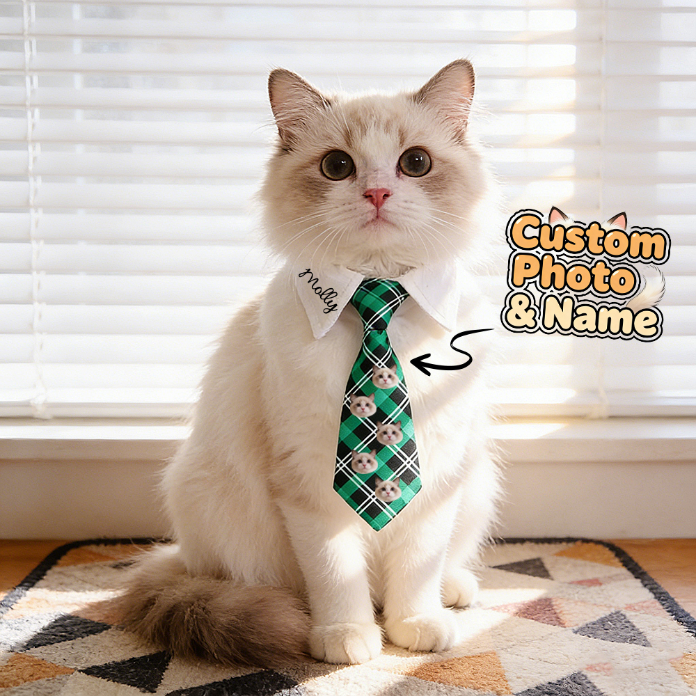 Foto & Name personalisierbare Haustier Krawatte - Individuelles Tierliebhaber Geschenk mit Foto-Druck