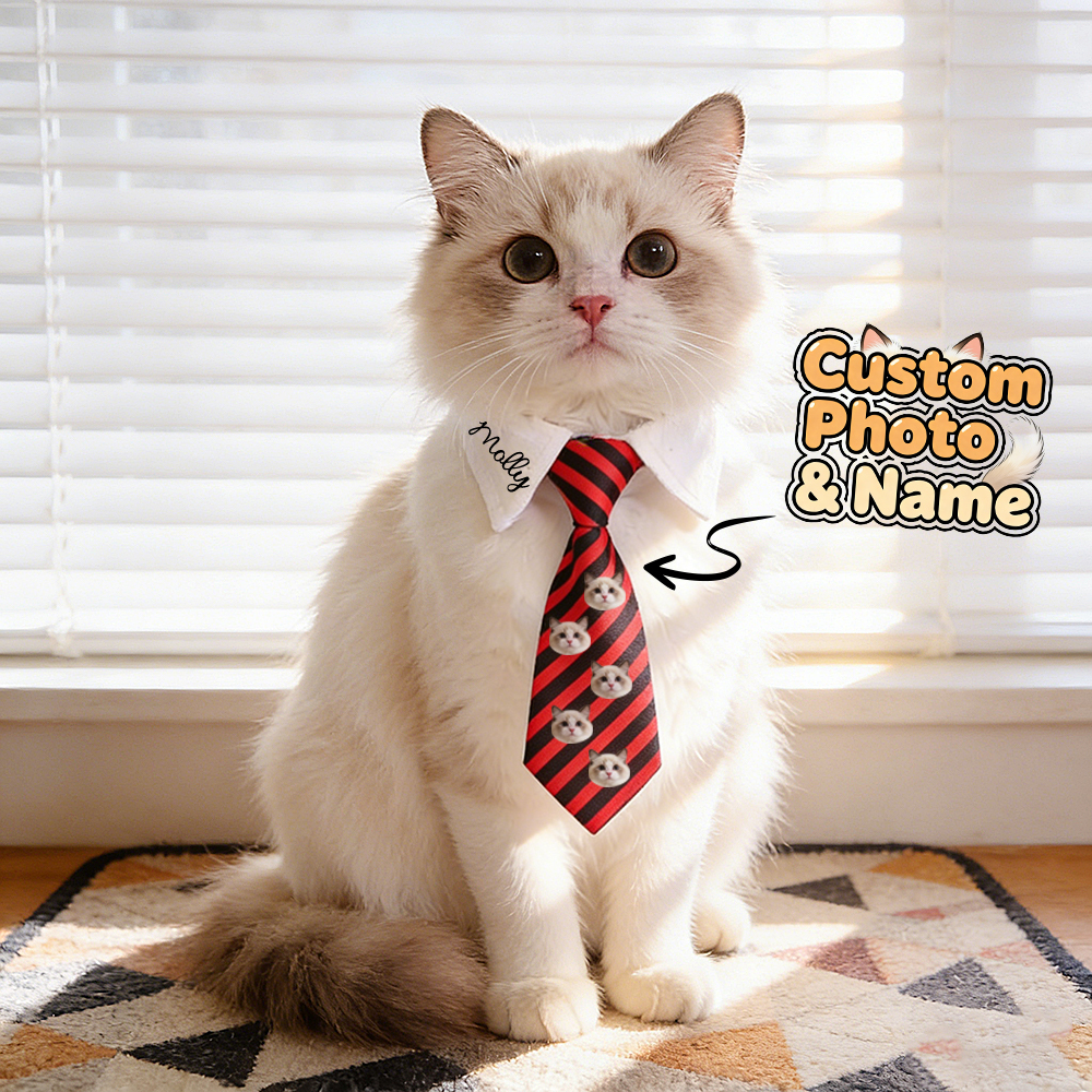 Foto & Name personalisierbare Haustier Krawatte - Individuelles Tierliebhaber Geschenk mit Foto-Druck
