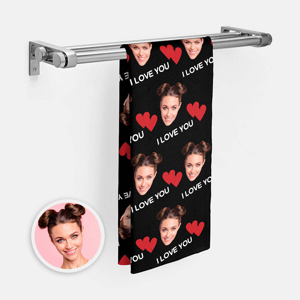 Benutzerdefinierte Gesicht 'ich Liebe Dich' Strandtuch Personalisierte Foto Strandtuch Lustiges Geschenk - CustWitDE