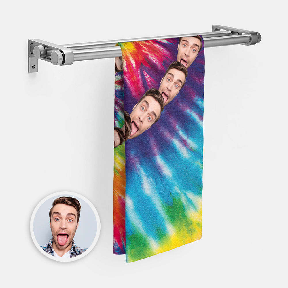 Benutzerdefinierte Gesichter Regenbogen Strand Handtuch Personalisierte Foto Strand Handtuch Lustiges Geschenk - CustWitDE