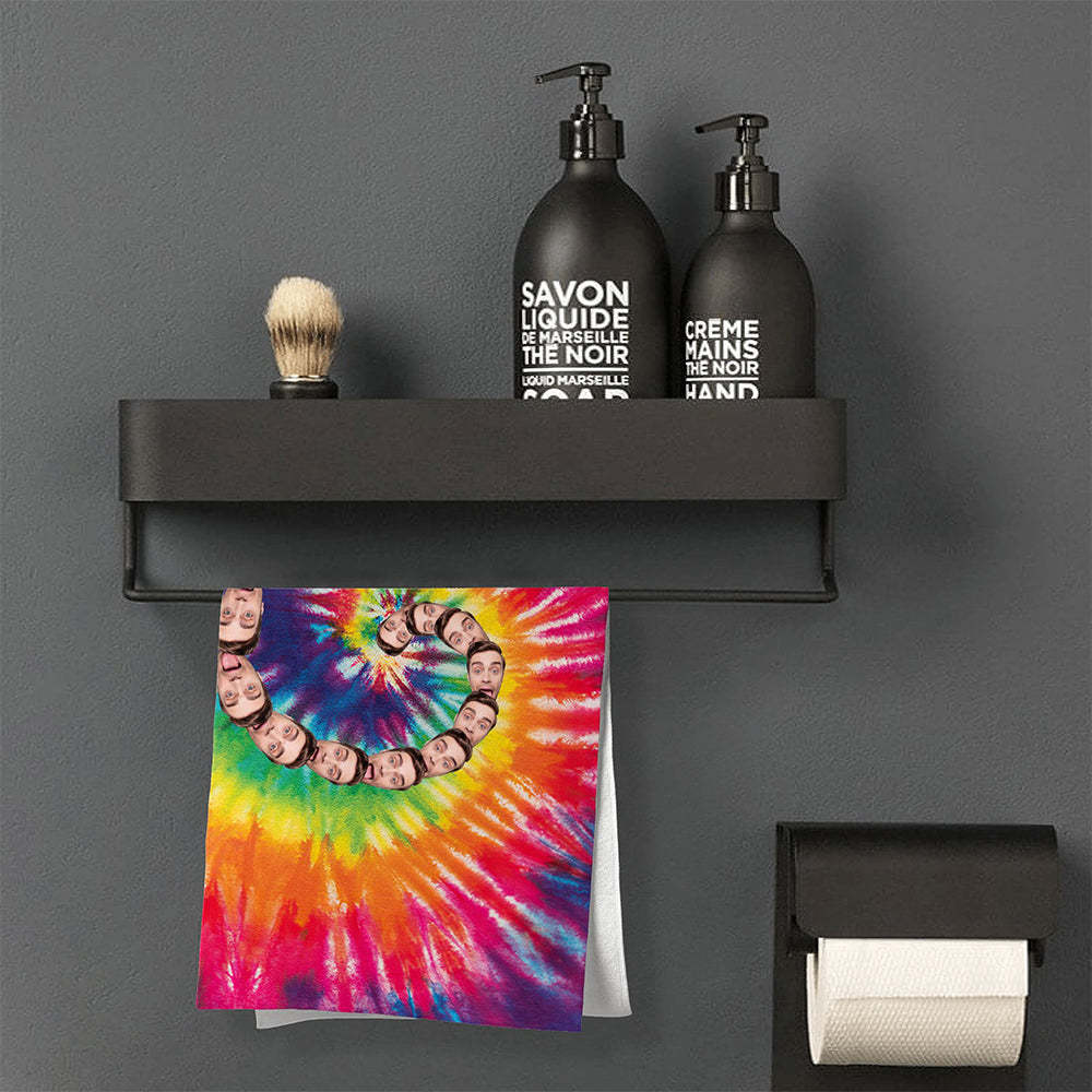 Benutzerdefinierte Gesichter Regenbogen Strand Handtuch Personalisierte Foto Strand Handtuch Lustiges Geschenk - CustWitDE