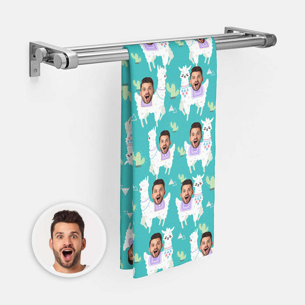 Benutzerdefinierte Gesichter Schafe Strand Handtuch Personalisierte Foto Strand Handtuch Lustiges Geschenk - CustWitDE