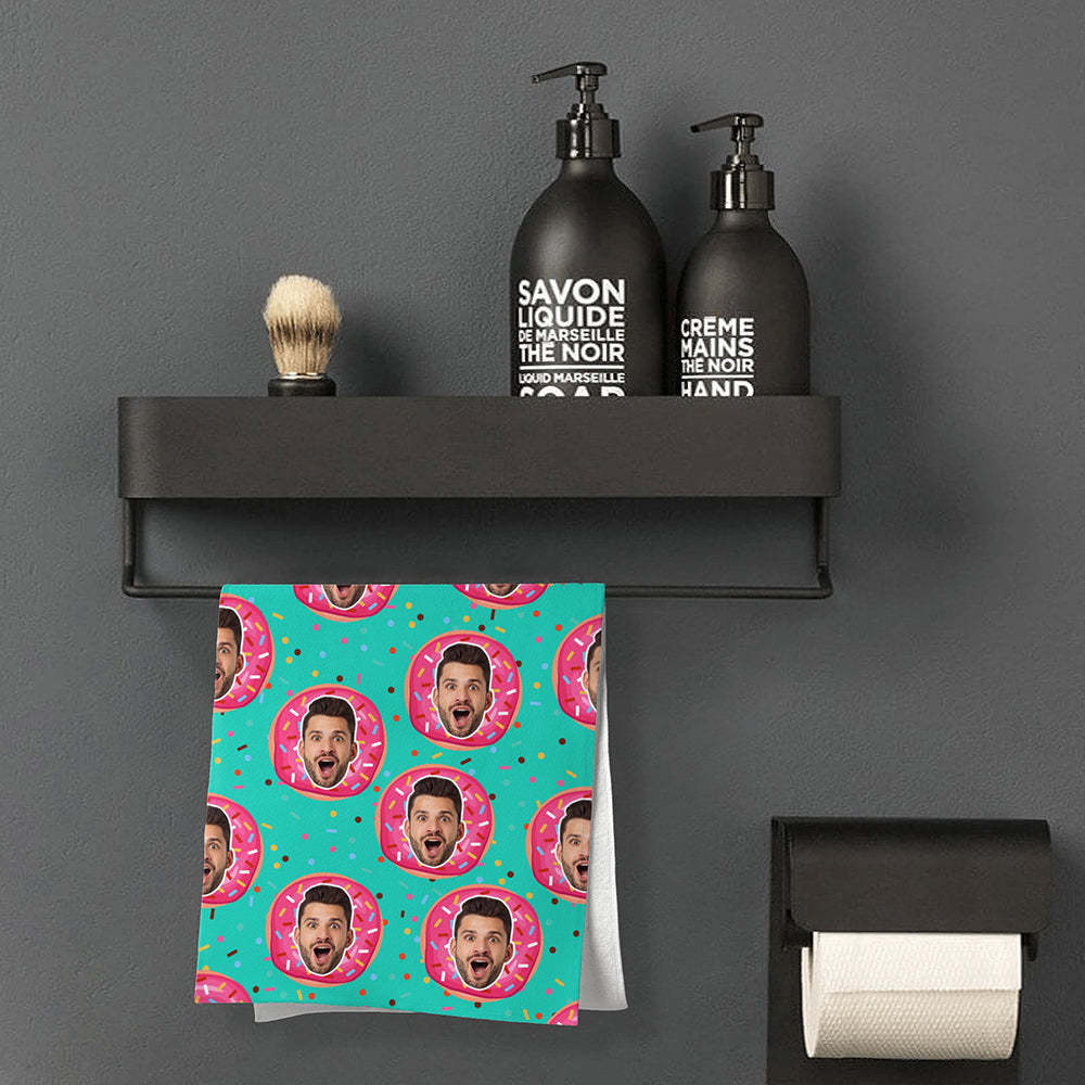 Benutzerdefinierte Gesichter Donut Strandtuch Personalisierte Foto Strandtuch Lustiges Geschenk - CustWitDE