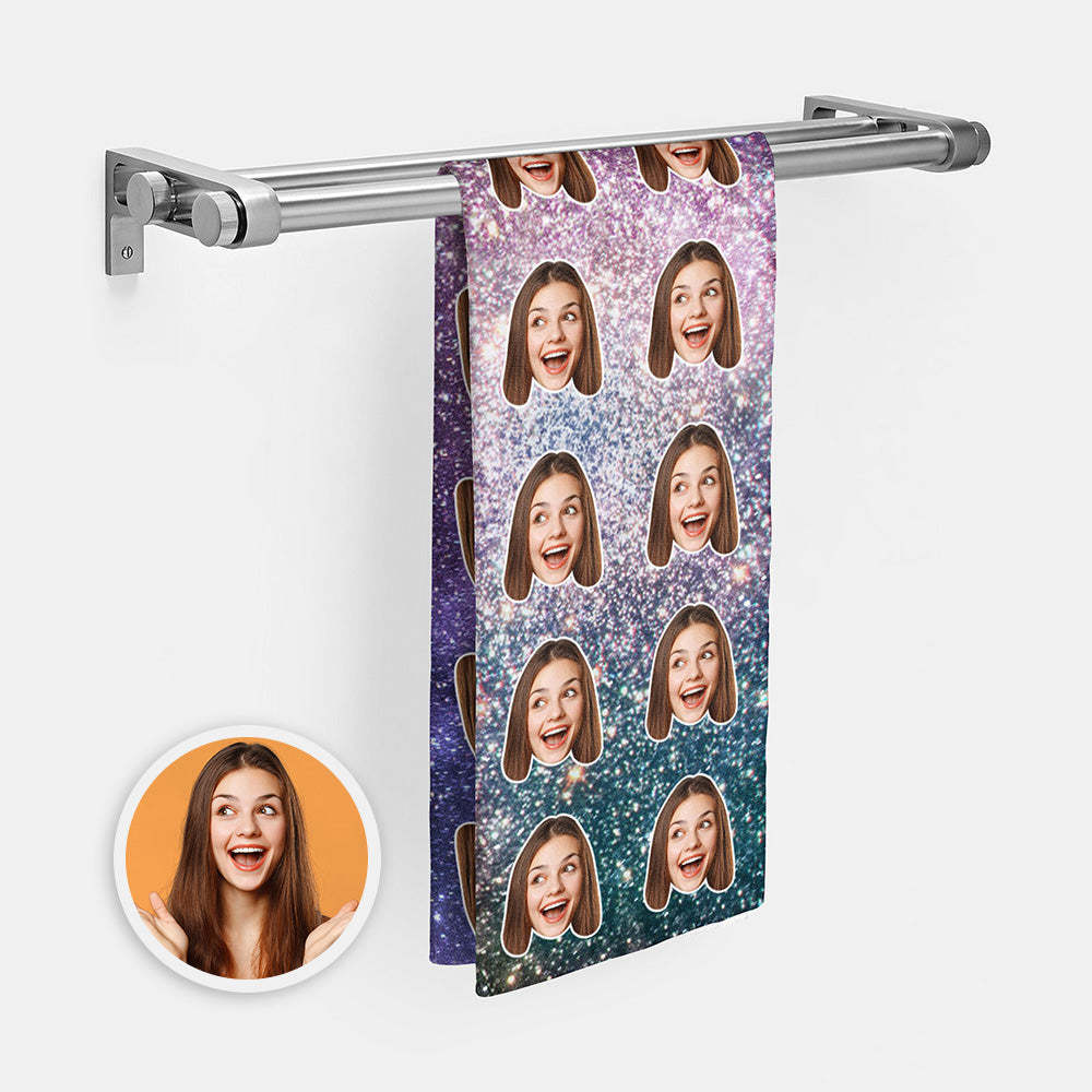 Benutzerdefinierte Gesichter Sternenhimmel Strandtuch Personalisiertes Foto Strandtuch Lustiges Geschenk - CustWitDE