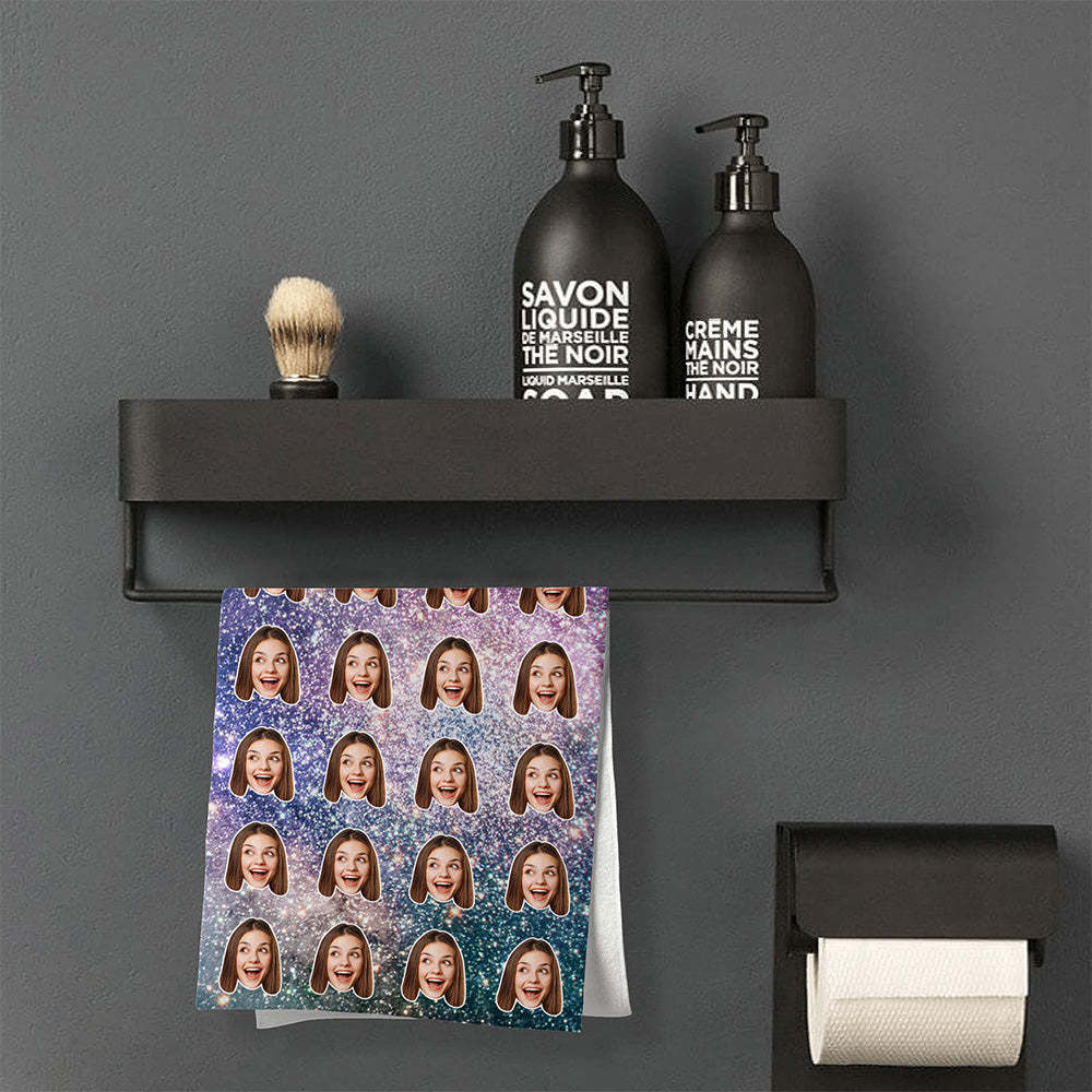 Benutzerdefinierte Gesichter Sternenhimmel Strandtuch Personalisiertes Foto Strandtuch Lustiges Geschenk - CustWitDE