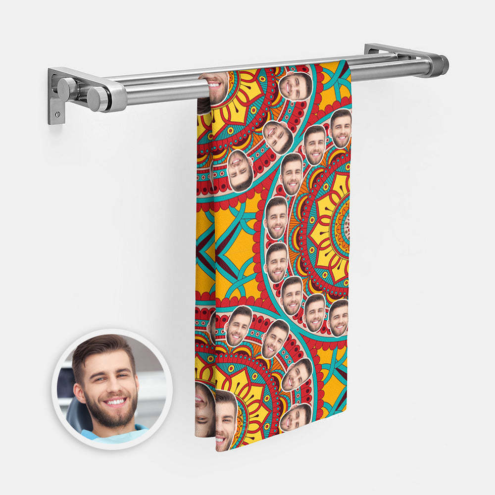 Benutzerdefinierte Gesicht Kreis Strandtuch Personalisierte Foto Strandtuch Lustiges Geschenk - CustWitDE