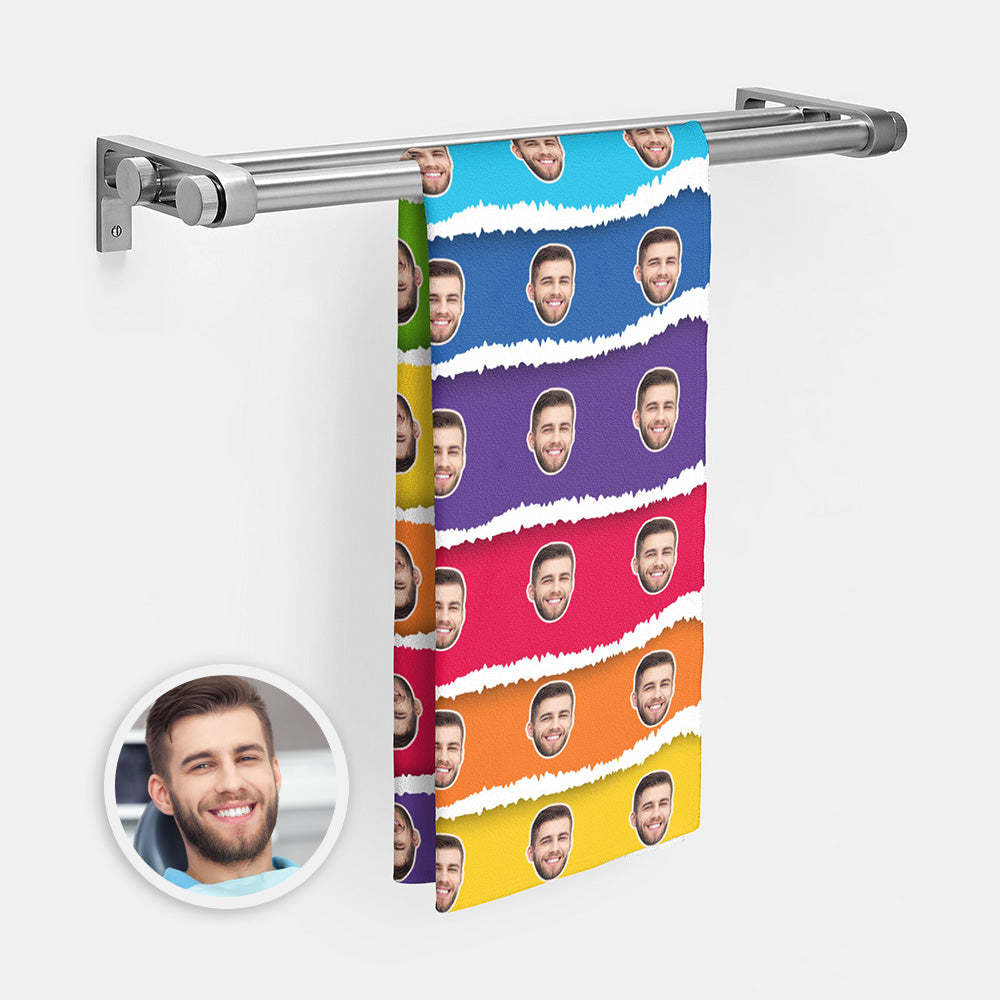 Benutzerdefinierte Gesicht Regenbogen Kuchen Strand Handtuch Personalisierte Foto Strand Handtuch Lustige Geschenk - CustWitDE