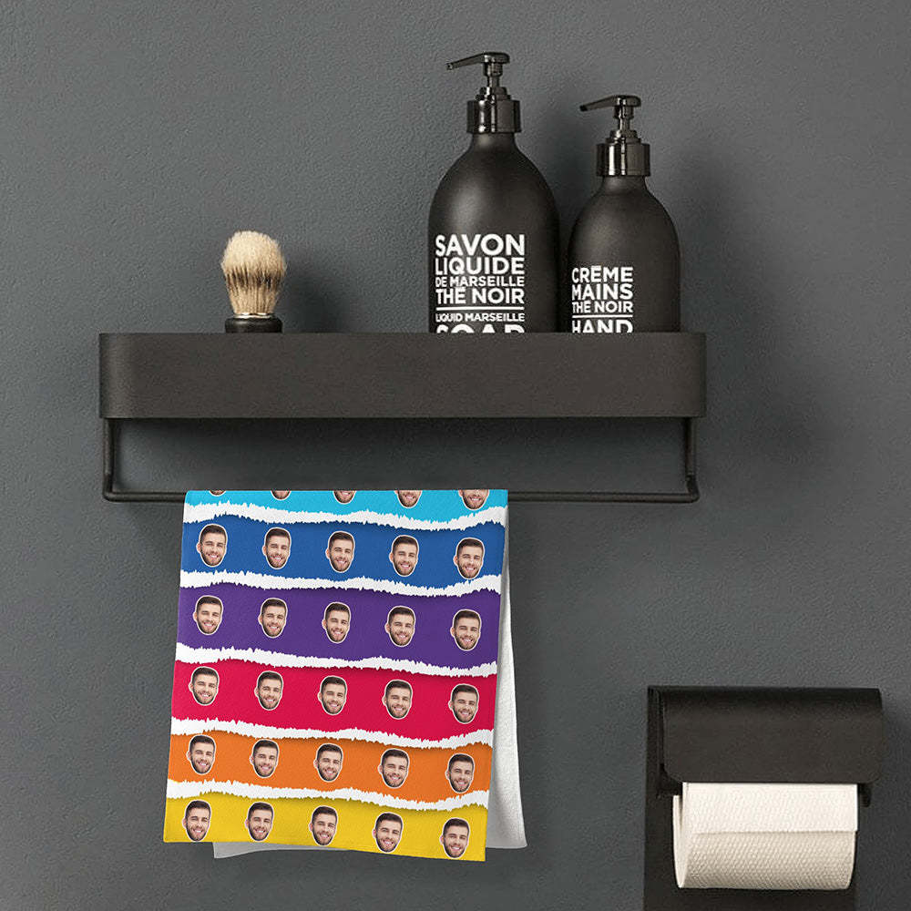 Benutzerdefinierte Gesicht Regenbogen Kuchen Strand Handtuch Personalisierte Foto Strand Handtuch Lustige Geschenk - CustWitDE