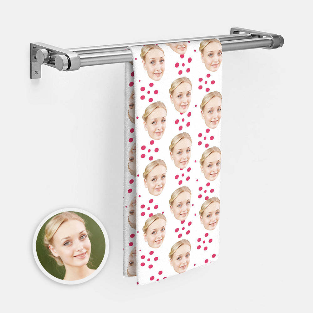 Benutzerdefinierte Gesicht Rot Kreis Strand Handtuch Personalisierte Foto Strand Handtuch Lustige Geschenk - CustWitDE