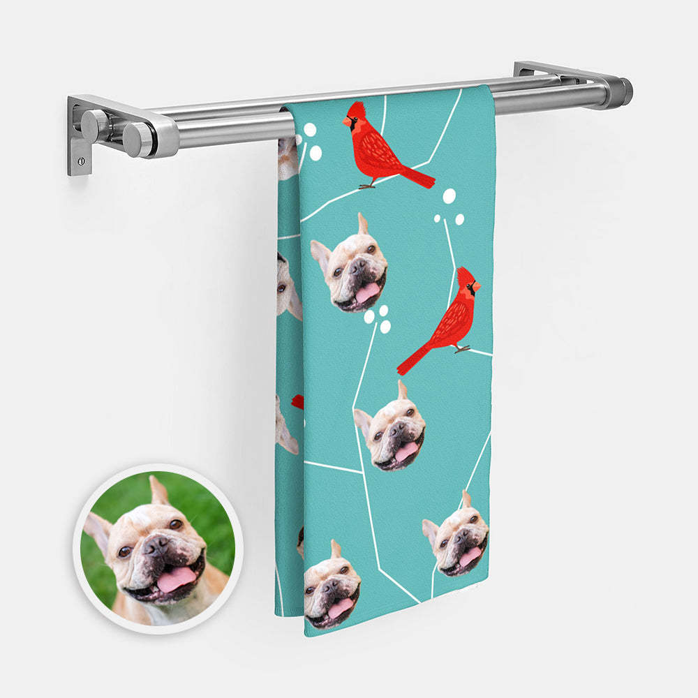 Benutzerdefinierte Hund Gesichter Strand Handtuch Personalisierte Foto Strand Handtuch Lustiges Geschenk - CustWitDE
