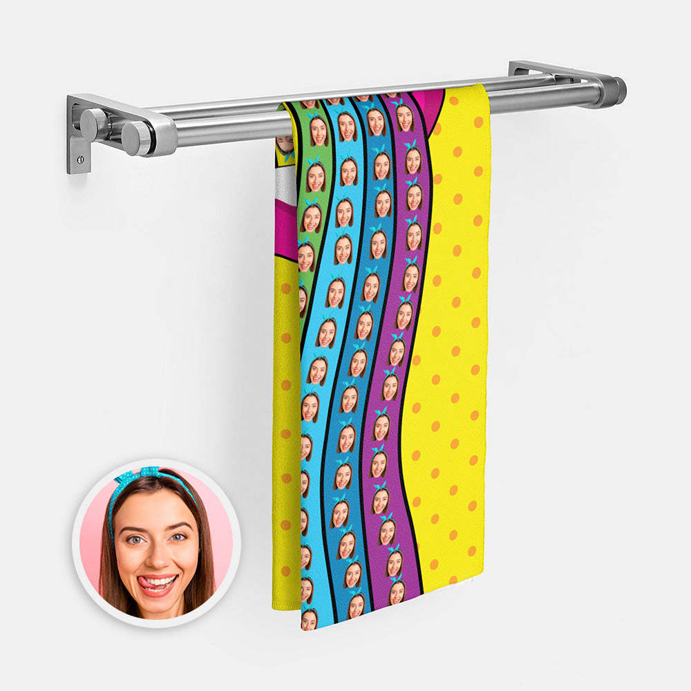Benutzerdefinierte Gesicht Regenbogen Zunge Strand Handtuch Personalisierte Foto Strand Handtuch Lustige Geschenk - CustWitDE
