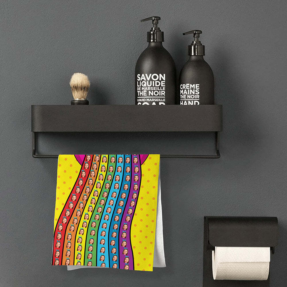 Benutzerdefinierte Gesicht Regenbogen Zunge Strand Handtuch Personalisierte Foto Strand Handtuch Lustige Geschenk - CustWitDE