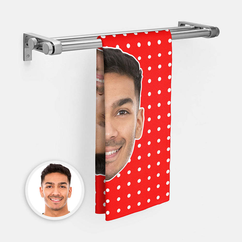 Benutzerdefinierte Gesicht Polka Dots Strand Handtuch Personalisierte Foto Strand Handtuch Lustige Geschenk - CustWitDE