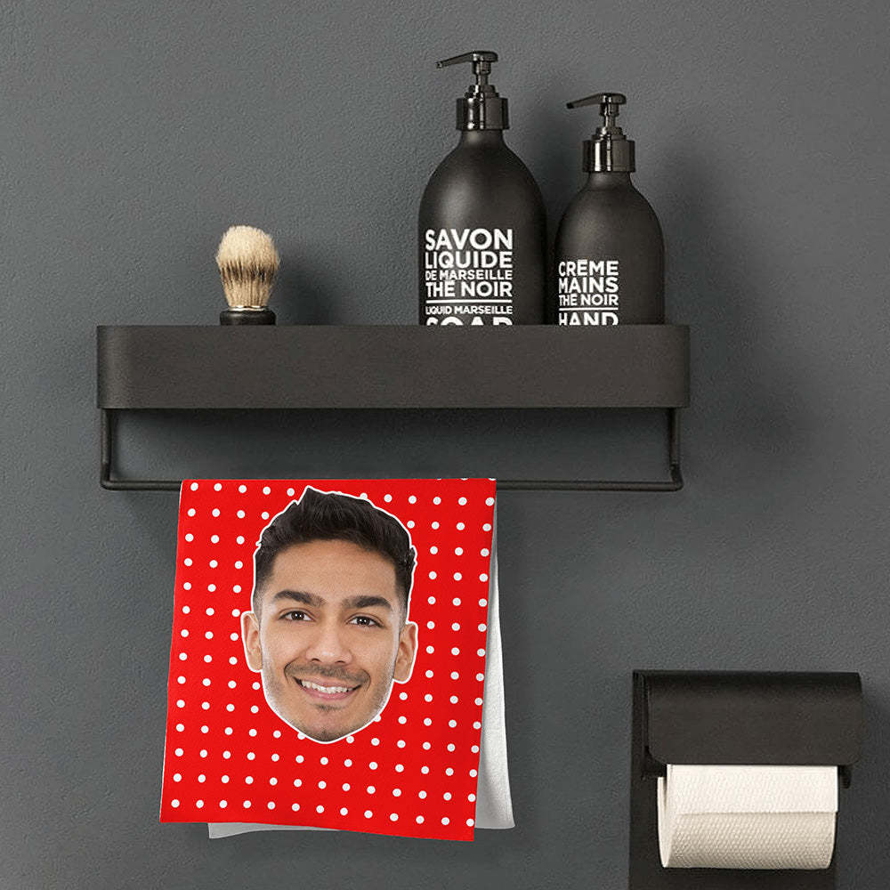 Benutzerdefinierte Gesicht Polka Dots Strand Handtuch Personalisierte Foto Strand Handtuch Lustige Geschenk - CustWitDE