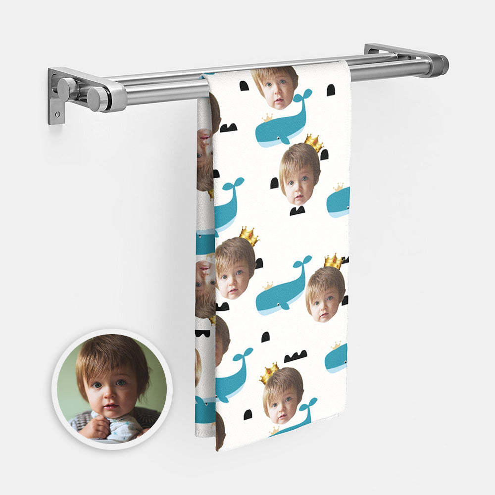 Benutzerdefinierte Gesicht Wale Strand Handtuch Personalisierte Foto Strand Handtuch Lustige Geschenk - CustWitDE
