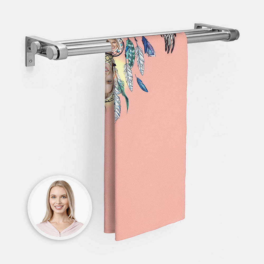 Benutzerdefiniertes Gesicht Traumfänger Strandtuch Personalisiertes Foto Strandtuch Lustiges Geschenk - CustWitDE