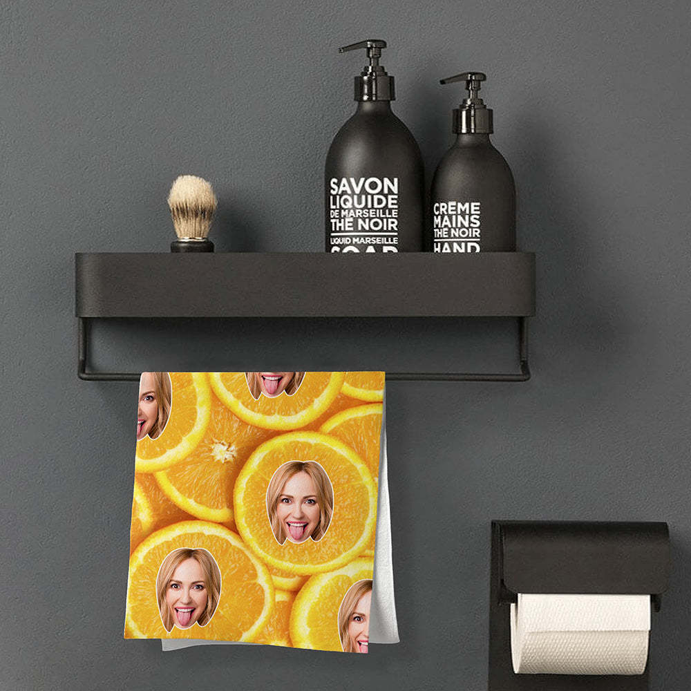 Benutzerdefinierte Gesicht Orange Strandtuch Personalisierte Foto Strandtuch Lustiges Geschenk - CustWitDE