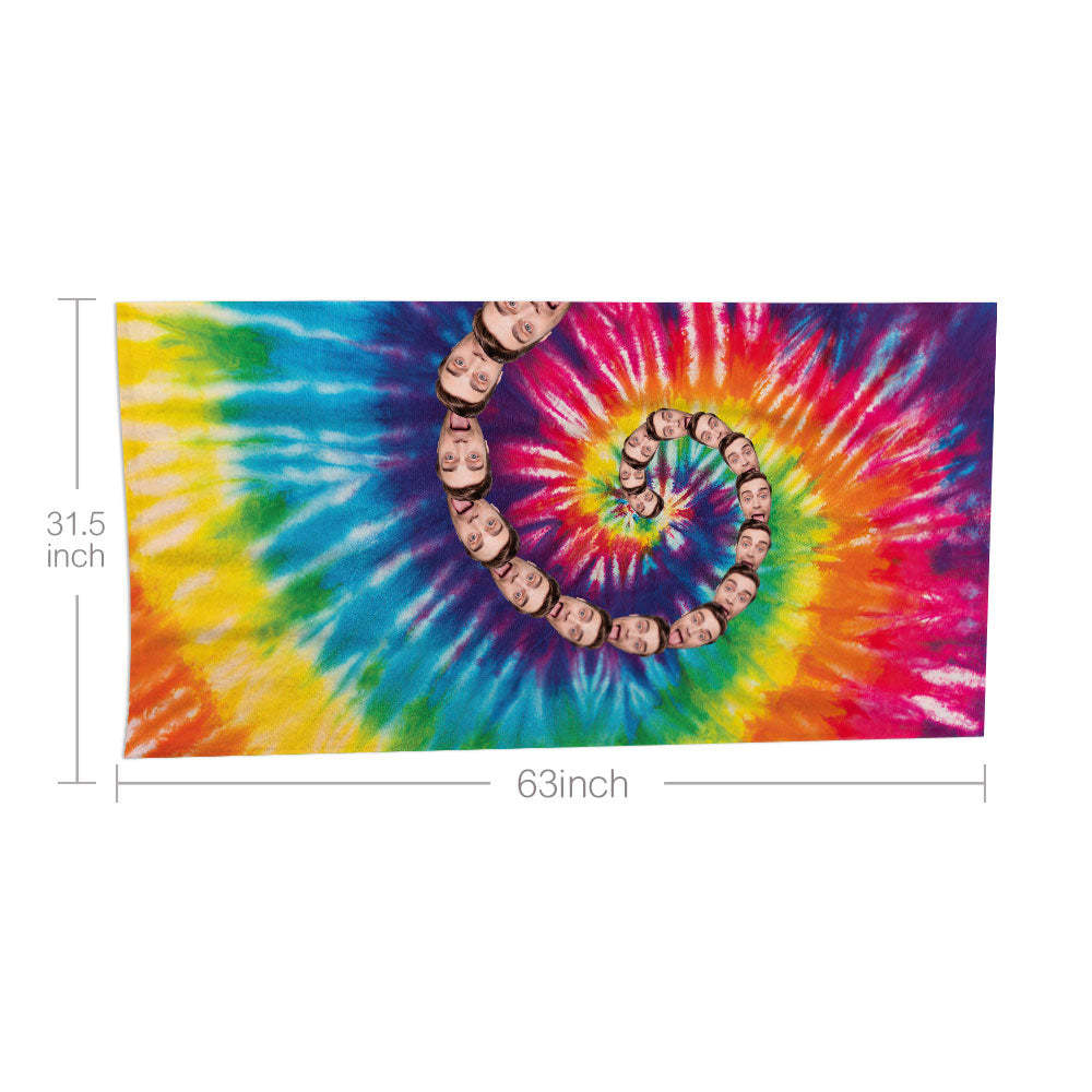 Benutzerdefinierte Gesichter Regenbogen Strand Handtuch Personalisierte Foto Strand Handtuch Lustiges Geschenk - CustWitDE