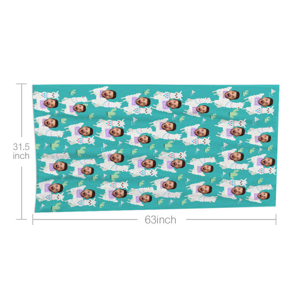 Benutzerdefinierte Gesichter Schafe Strand Handtuch Personalisierte Foto Strand Handtuch Lustiges Geschenk - CustWitDE
