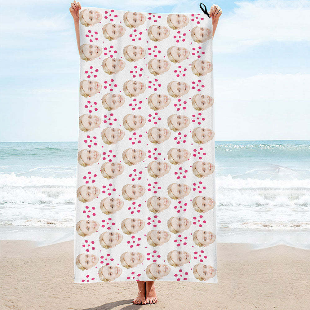 Benutzerdefinierte Gesicht Rot Kreis Strand Handtuch Personalisierte Foto Strand Handtuch Lustige Geschenk - CustWitDE