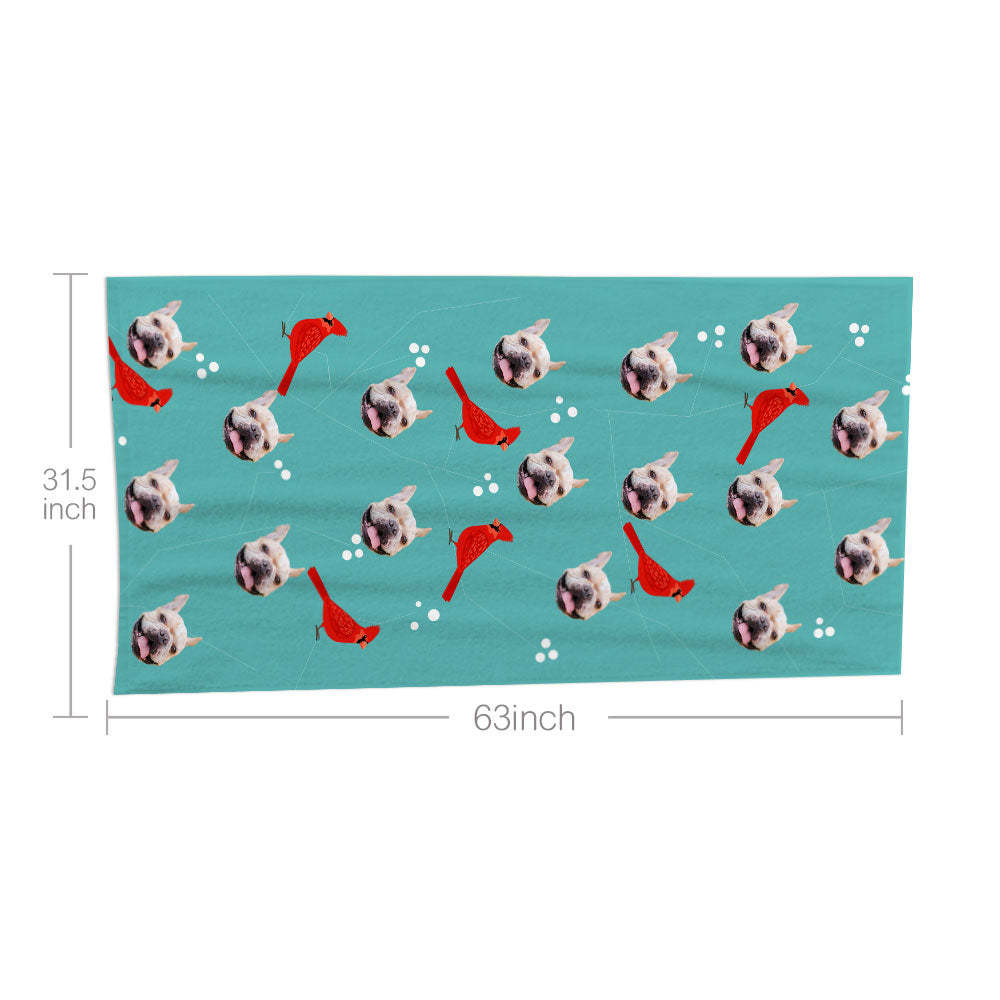 Benutzerdefinierte Hund Gesichter Strand Handtuch Personalisierte Foto Strand Handtuch Lustiges Geschenk - CustWitDE