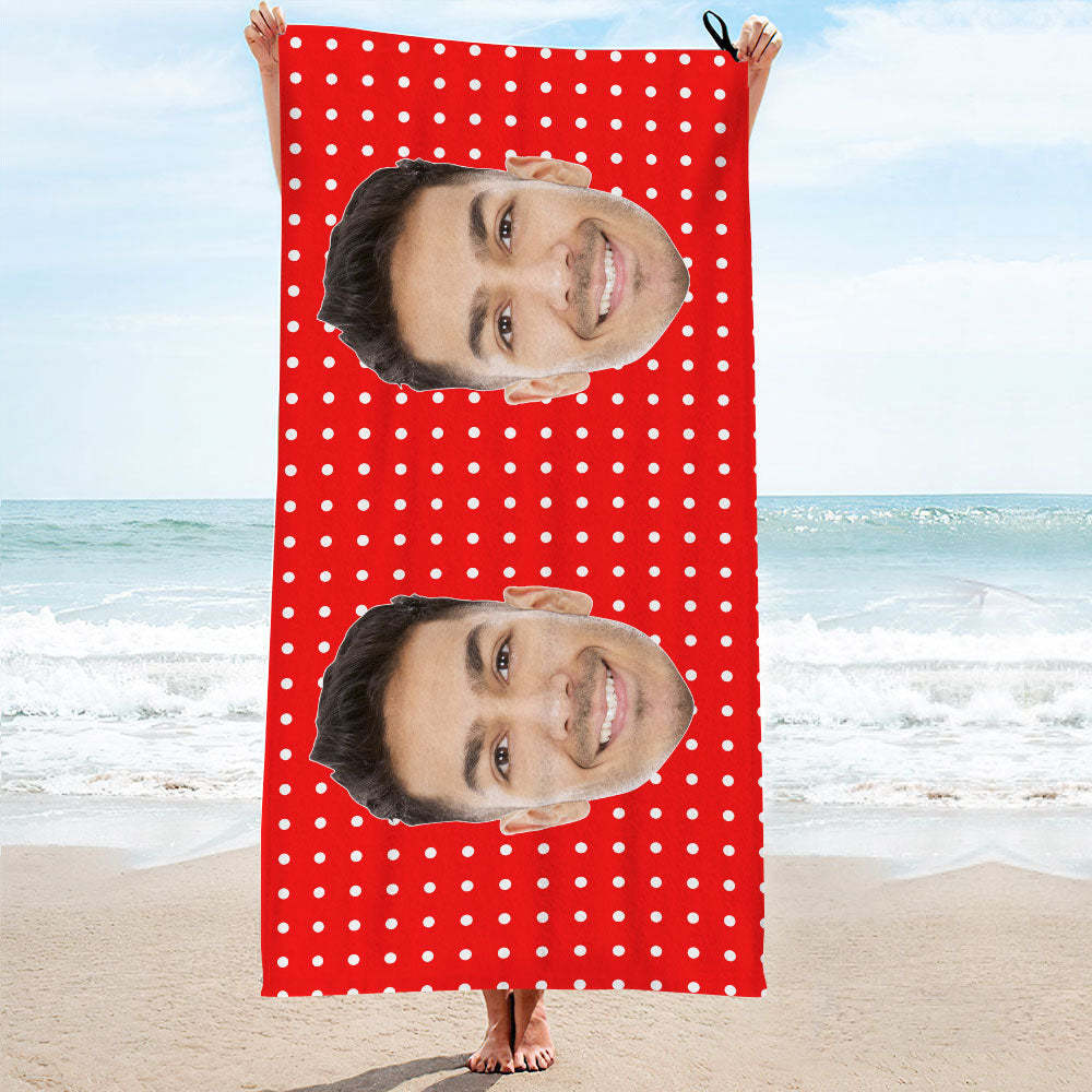Benutzerdefinierte Gesicht Polka Dots Strand Handtuch Personalisierte Foto Strand Handtuch Lustige Geschenk - CustWitDE
