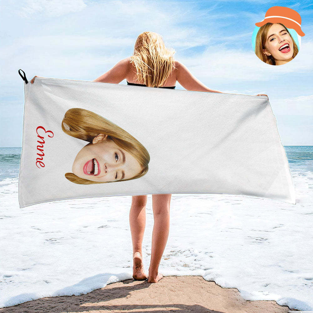 Strandtuch Mit Individuellem Gesicht Und Namen, Personalisiertes Foto-strandtuch, Lustiges Geschenk - CustWitDE