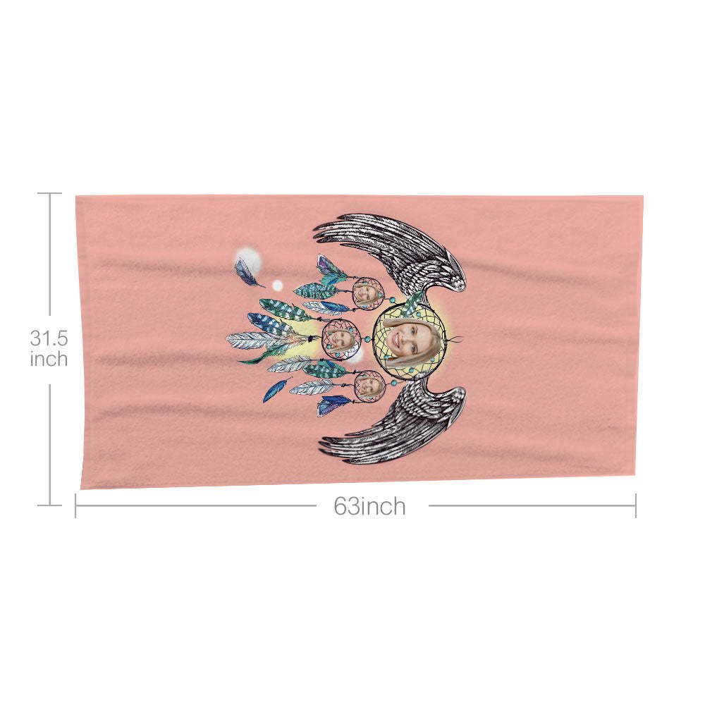 Benutzerdefiniertes Gesicht Traumfänger Strandtuch Personalisiertes Foto Strandtuch Lustiges Geschenk - CustWitDE