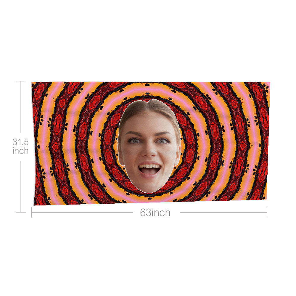 Benutzerdefinierte Gesicht Rot Wirbel Strandtuch Personalisierte Foto Strandtuch Lustiges Geschenk - CustWitDE