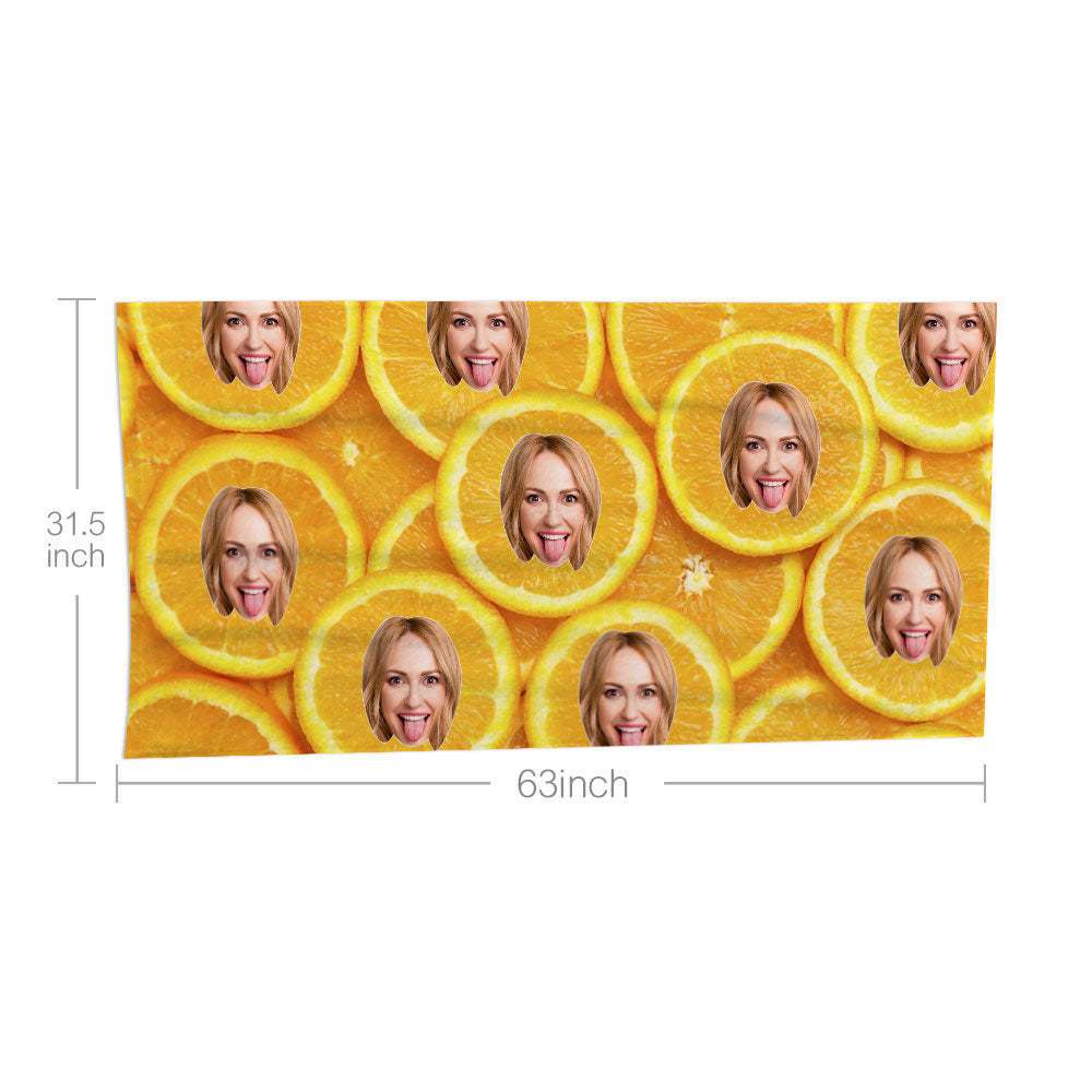 Benutzerdefinierte Gesicht Orange Strandtuch Personalisierte Foto Strandtuch Lustiges Geschenk - CustWitDE
