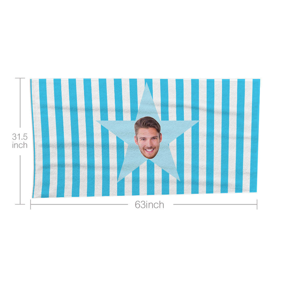 Benutzerdefinierte Gesicht Stern Strandtuch Personalisierte Foto Strandtuch Lustiges Geschenk - CustWitDE