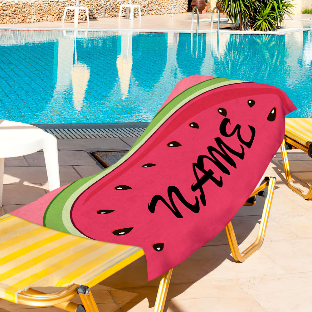 Personalisiertes Bade-/strandtuch Mit Individuellem Namen, Zitronen-strandtuch, Geschenk Für Die Familie - CustWitDE