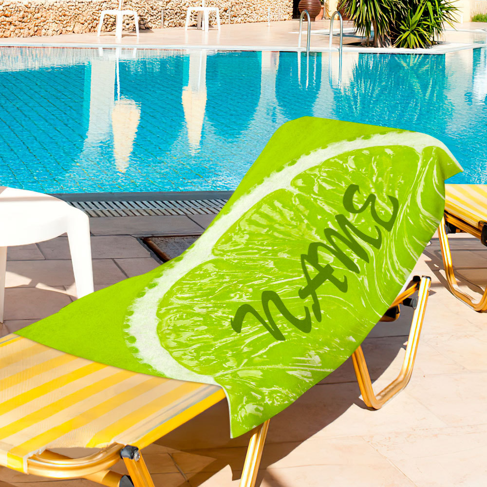 Personalisiertes Bade-/strandtuch Mit Individuellem Namen, Zitronen-strandtuch, Geschenk Für Die Familie - CustWitDE