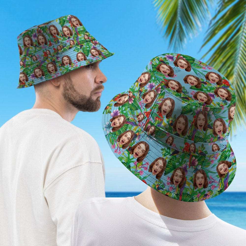 Personalisierter Bucket Hat, Beidseitig Tragbar, Wendbar, Lustiger Fischerhut Im Hawaii-stil - CustWitDE