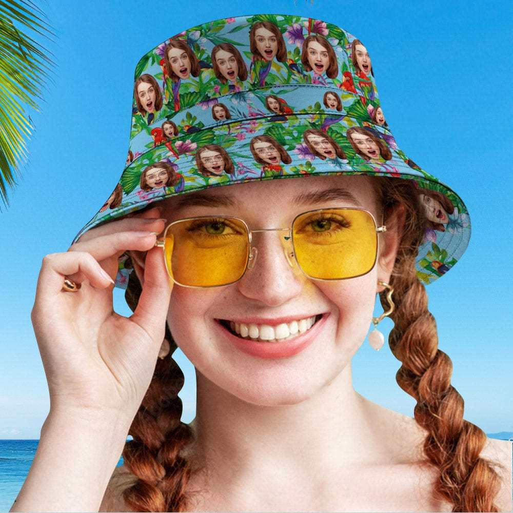 Personalisierter Bucket Hat, Beidseitig Tragbar, Wendbar, Lustiger Fischerhut Im Hawaii-stil - CustWitDE