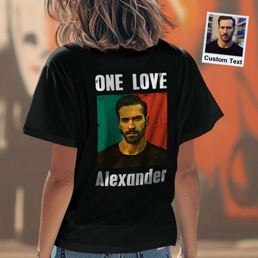 Benutzerdefinierte Foto Vintage T-shirt Personalisierte Portrait Grün Und Rot Rap T-shirt Mit Namen - CustWitDE