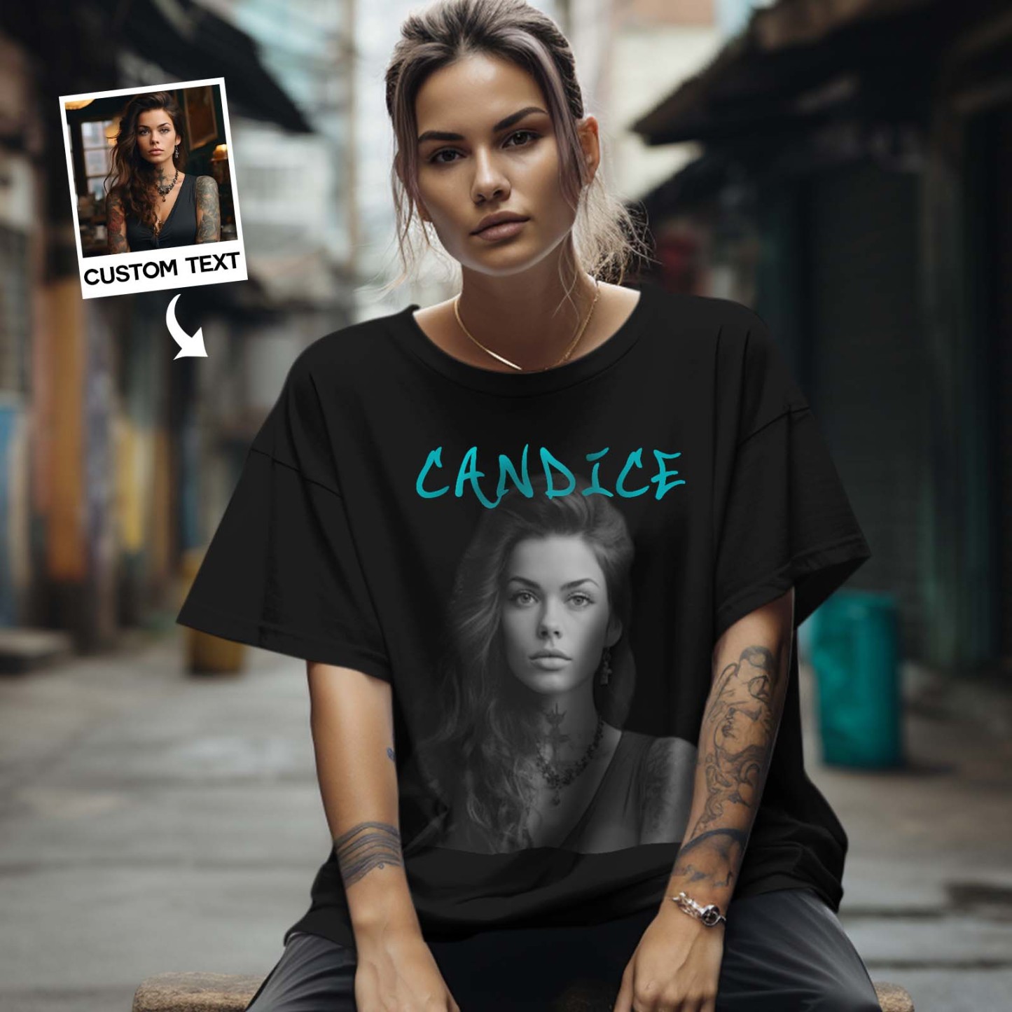 Benutzerdefinierte Foto Vintage T-shirt Personalisierte Mode Portrait Rap T-shirt Mit Namen - CustWitDE
