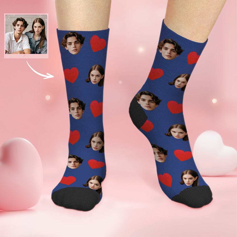 Benutzerdefinierte Gesichtssocken Mit Liebesherz 3d-vorschau Valentinstagsgeschenke - CustWitDE