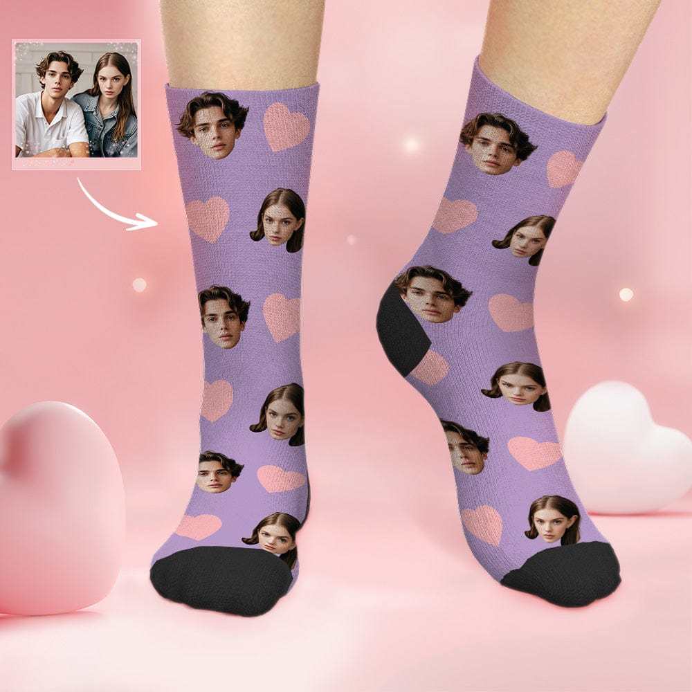 Benutzerdefinierte Gesichtssocken Mit Liebesherz 3d-vorschau Valentinstagsgeschenke - CustWitDE
