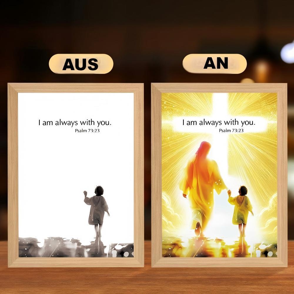 Jesus Lampe mit LED-Beleuchtung - Christliches Nachtlicht & Wanddekoration aus Holz