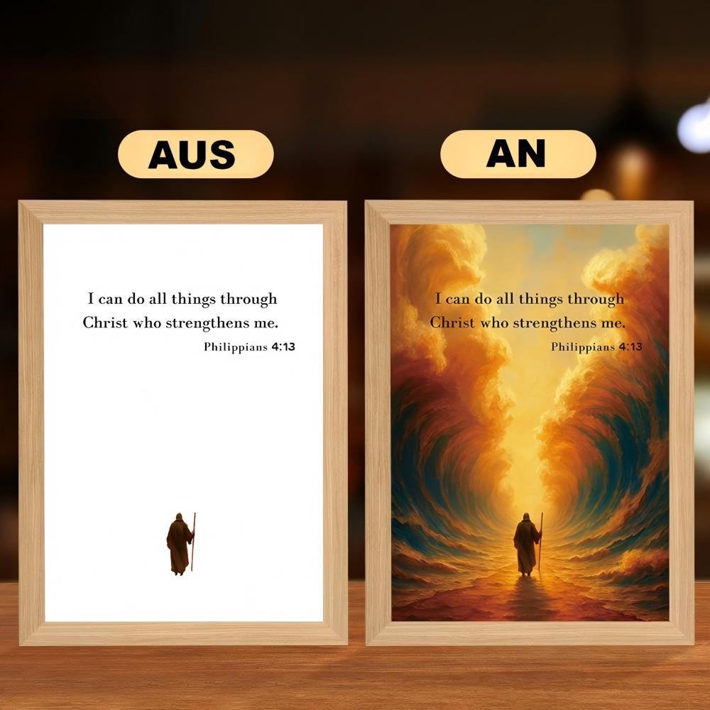 Jesus Lampe mit LED-Beleuchtung - Christliches Nachtlicht & Wanddekoration aus Holz