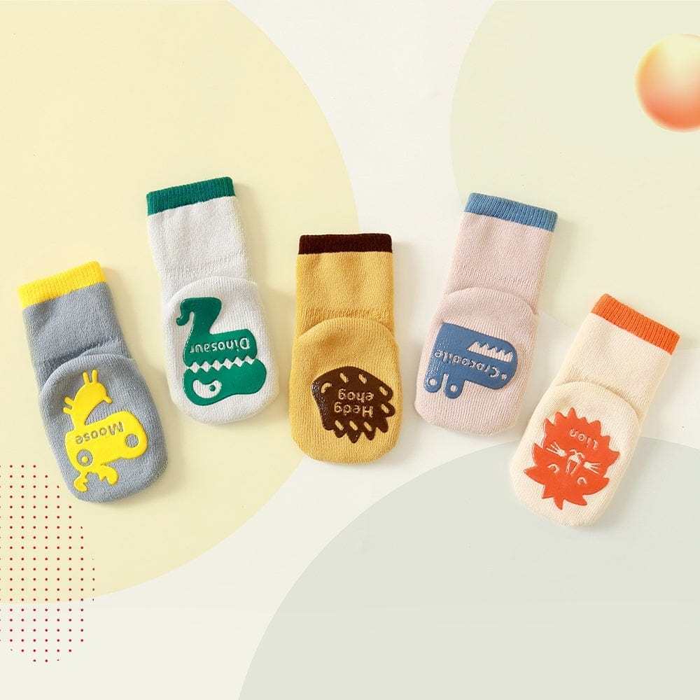 Rutschfeste Socken Für Kleinkinder Mit Tiermotiven, 5 Paar Für 1 Set - CustWitDE