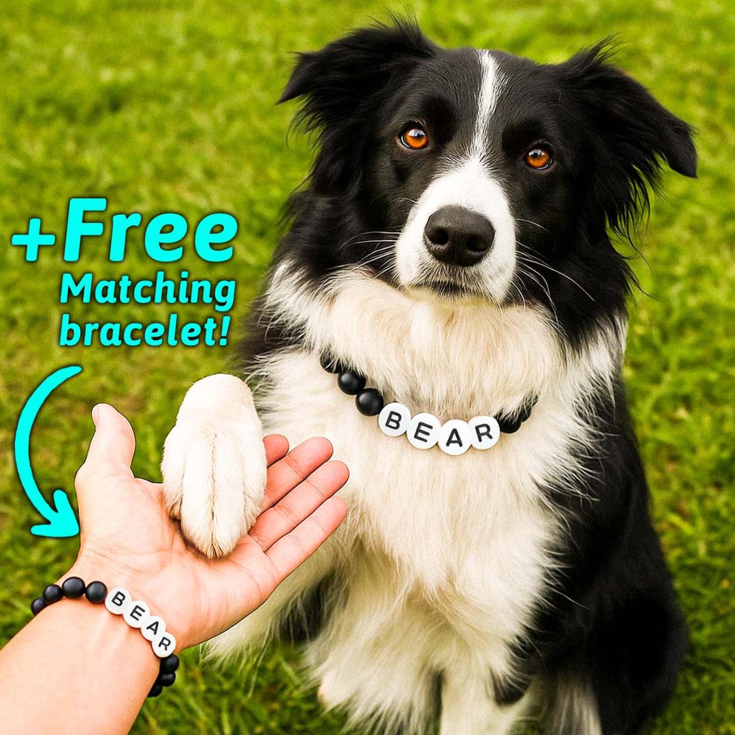 Personalized Pet Name Necklace – Comes with a Free Matching Bracelet Gift for Dog