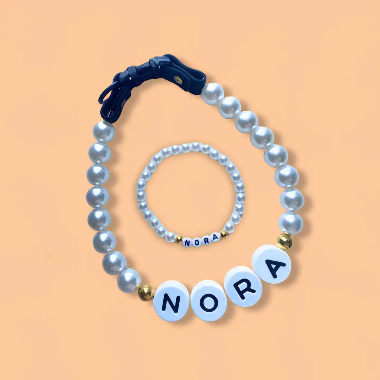 Personalized Pet Name Necklace – Comes with a Free Matching Bracelet Gift for Dog