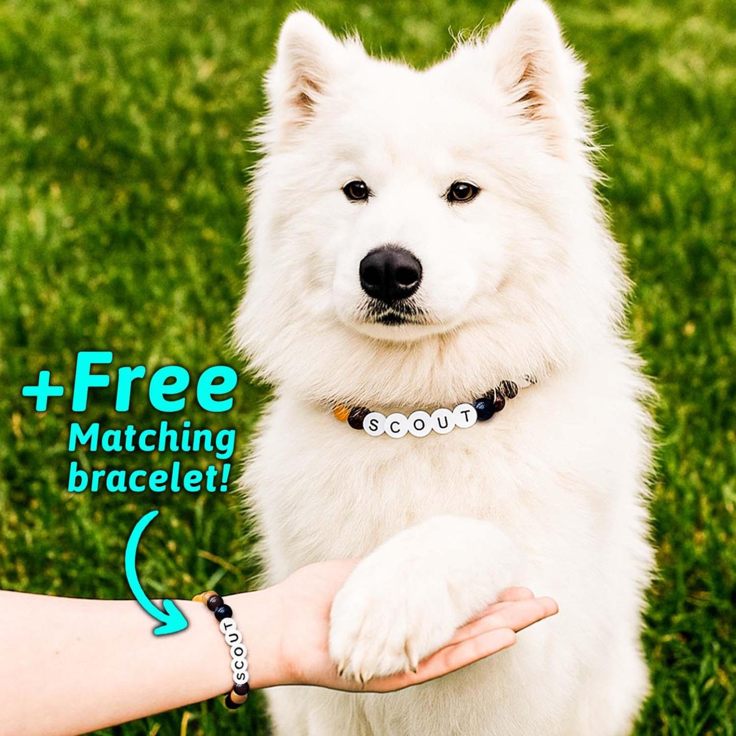 Personalized Pet Name Necklace – Comes with a Free Matching Bracelet Gift for Dog