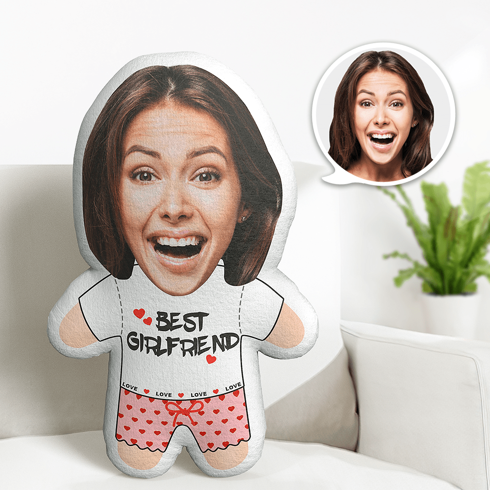Beste Freundin Minime Teddy Kissen Benutzerdefiniertes Gesicht Personalisiertes Foto Minime Puppe - CustWitDE
