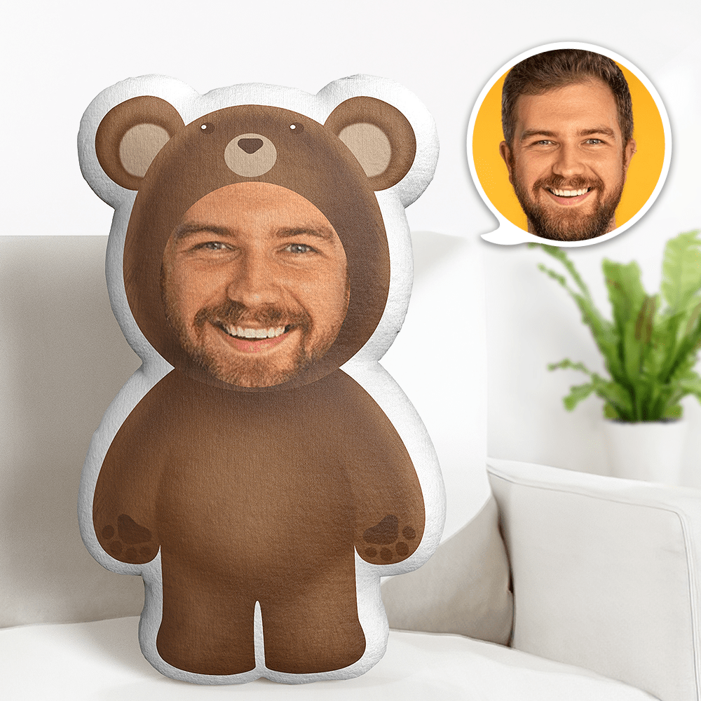 Kuscheltier Mit Deinem Gesicht Bär Baby Minime Teddy Kissen Benutzerdefiniertes Gesicht Personalisiertes Foto Minime Puppe - CustWitDE