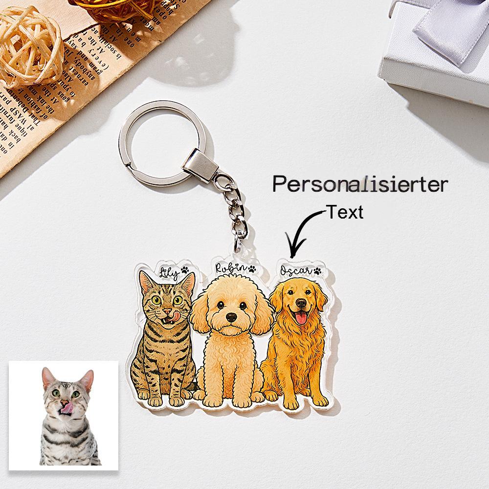 Individueller Foto-Schlüsselanhänger mit Haustier & Name – Perfektes Geschenk für Tierfreunde